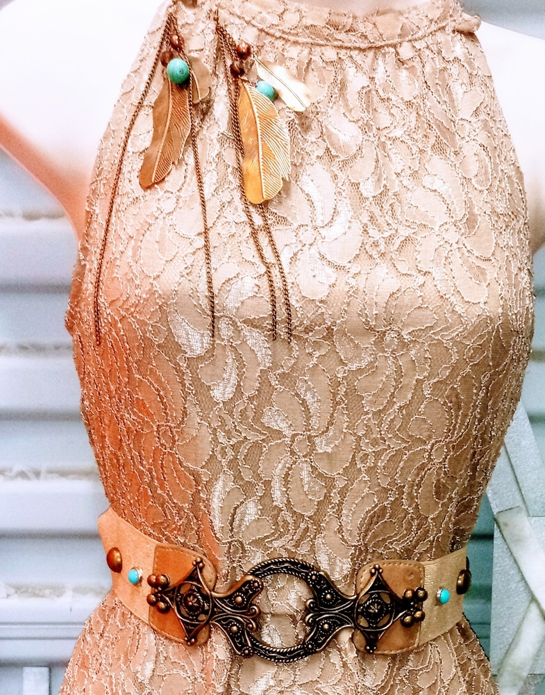 Stunning gold party dress and accessories